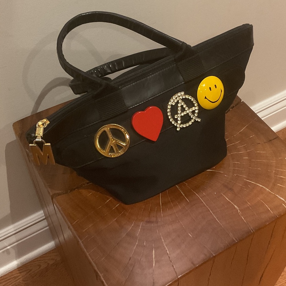 Vintage Moschino Black Tote with Iconic Charms - Made in Italy 🇮🇹